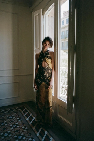 Платье халтер с принтом- Заказать в России