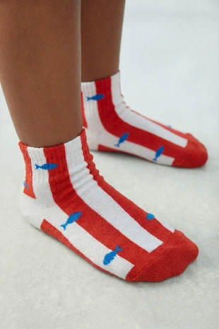 Набор из трех пар коротких носков с морским принтом- Заказать в России