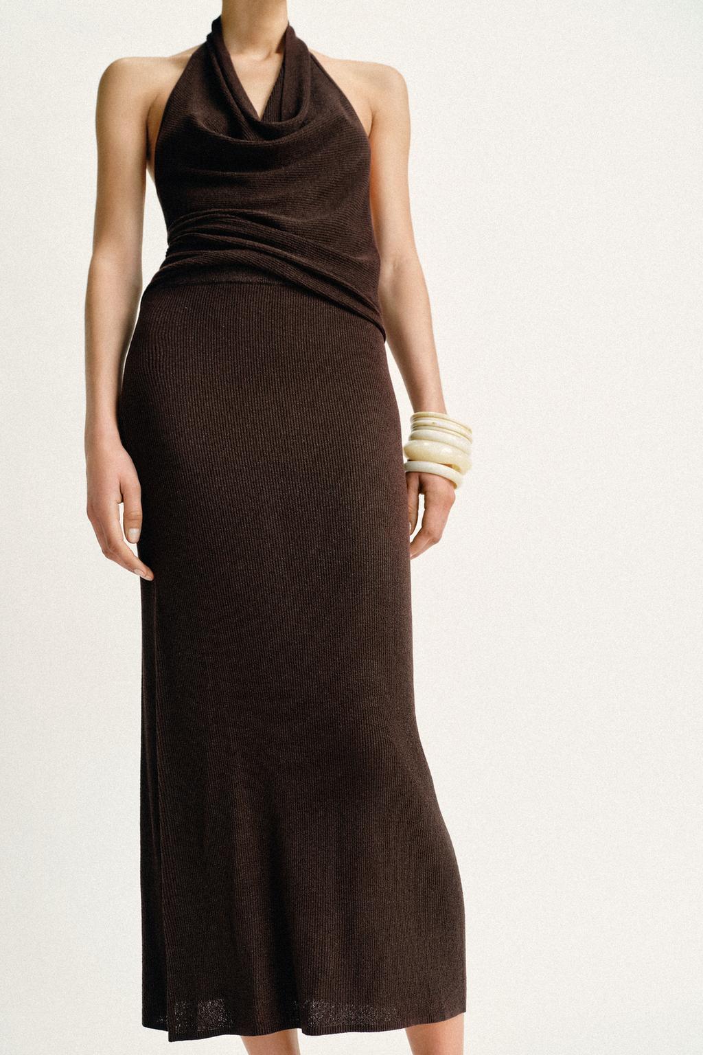 ЮБКА МИДИ В РУБЧИК С БЛЕСТЯЩЕЙ НИТЬЮ