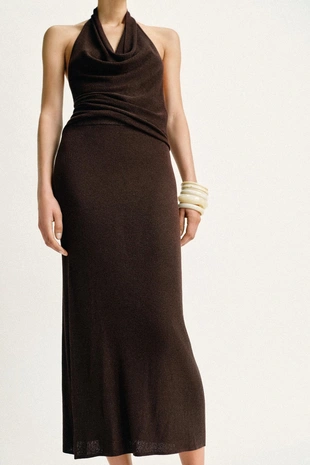 Юбка миди в рубчик с блестящей нитью- Заказать в России