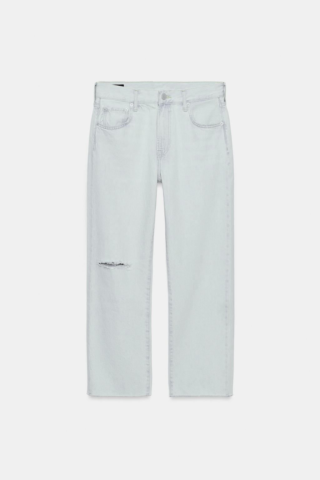 ДЖИНСЫ ZW COLLECTION ПРЯМОГО КРОЯ СО СРЕДНЕЙ ПОСАДКОЙ И РВАНЫМИ ДЕТАЛЯМИ