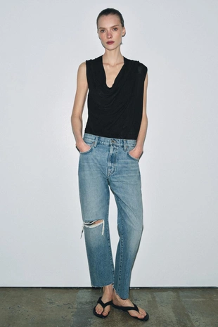 Рваные джинсы прямого кроя со средней посадкой — Zw Collection- Заказать в России