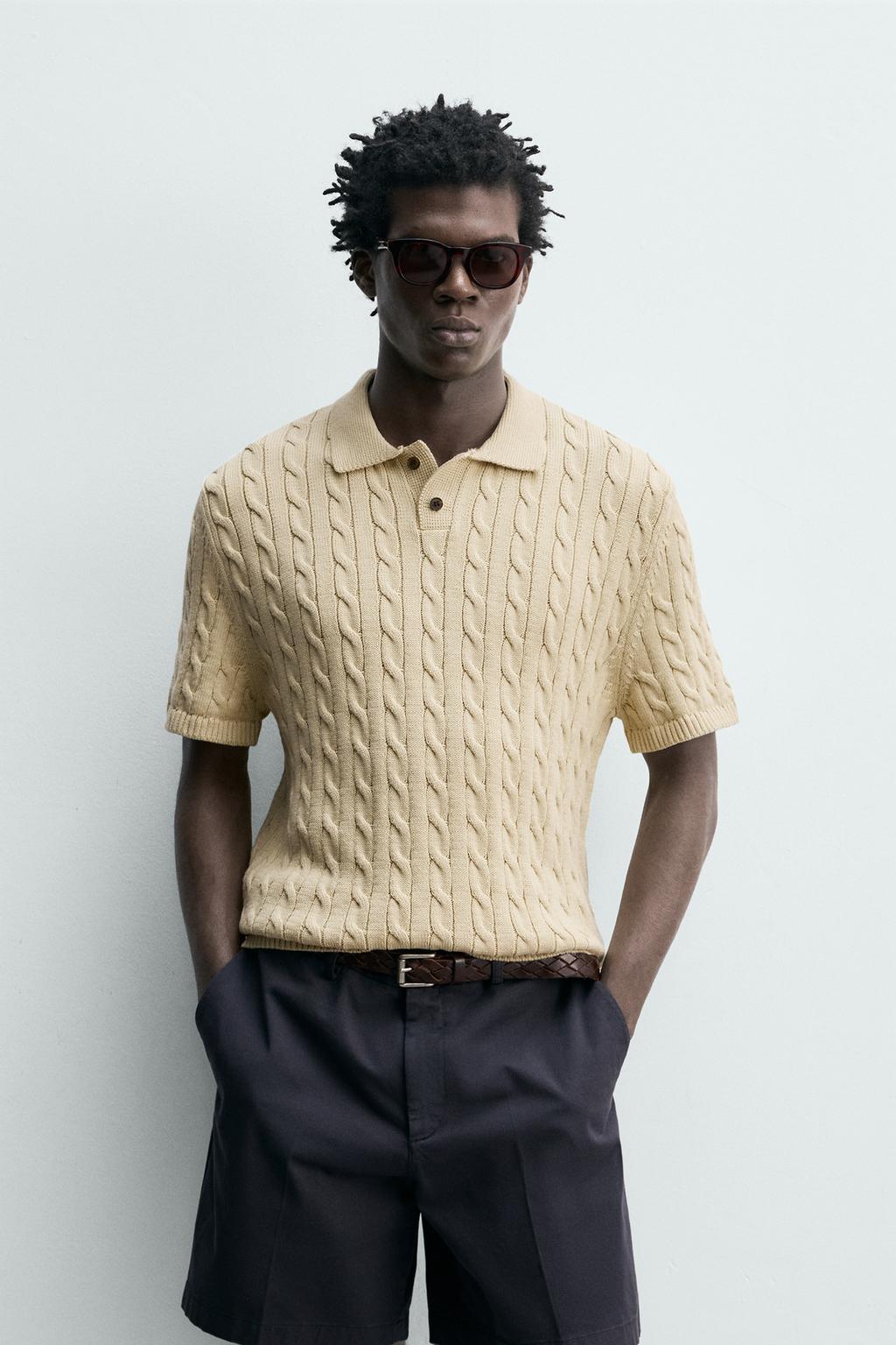 ПОЛО ИЗ РЕЛЬЕФНОГО ТРИКОТАЖА С КОСАМИ