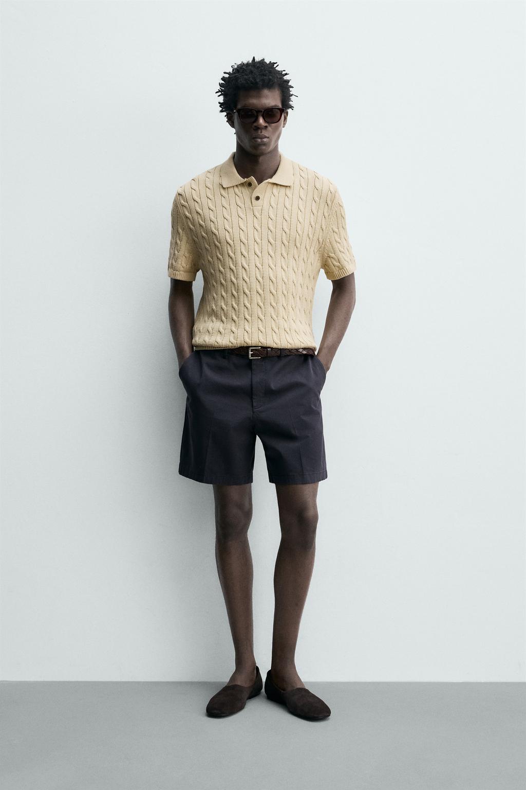 ПОЛО ИЗ РЕЛЬЕФНОГО ТРИКОТАЖА С КОСАМИ