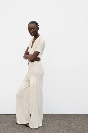 Брюки прямого кроя фактурные- Заказать в России