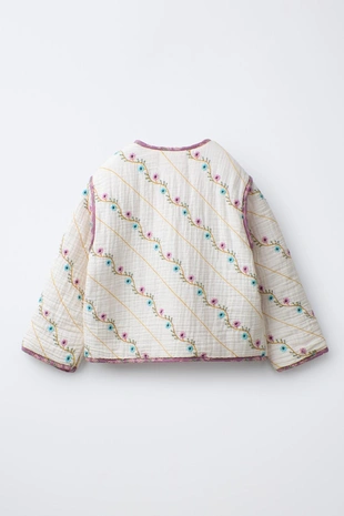 Стеганая куртка с вышивкой в виде цветов- Заказать в России