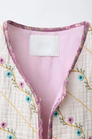 Стеганая куртка с вышивкой в виде цветов- Заказать в России