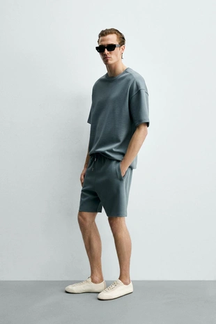 Шорты-джоггеры Relaxed Fit из ткани интерлок- Заказать в России