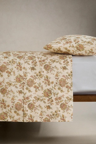 Простыня из хлопкового сатина с цветочным принтом- Заказать в России