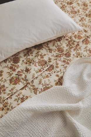 Простыня из хлопкового сатина с цветочным принтом- Заказать в России