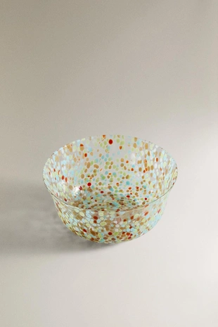 Стеклянная чаша с разноцветными вкраплениями- Заказать в России