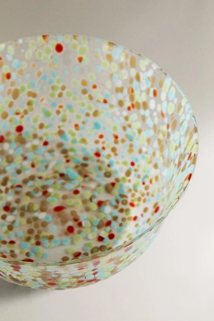 Стеклянная чаша с разноцветными вкраплениями- Заказать в России