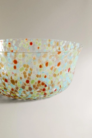 Стеклянная чаша с разноцветными вкраплениями- Заказать в России