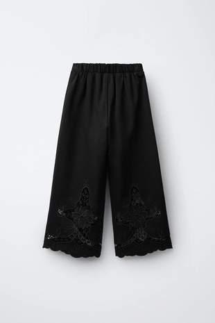 Брюки Wide Leg с вышивкой- Заказать в России