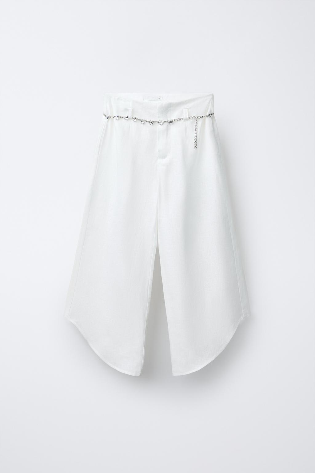 БРЮКИ ИЗ ЛЬНА С ДЕКОРАТИВНЫМ ПОЯСОМ