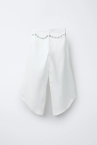 Брюки из льна с декоративным поясом- Заказать в России