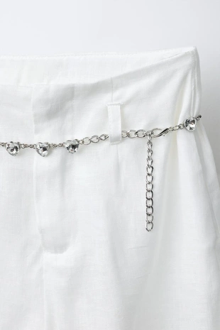 Брюки из льна с декоративным поясом- Заказать в России