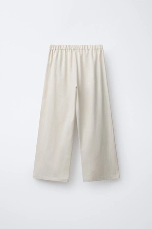 Брюки Wide Leg с бусинами, из льна и хлопка- Заказать в России