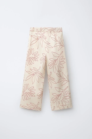 Брюки Wide Leg с контрастной вышивкой в виде листьев- Заказать в России