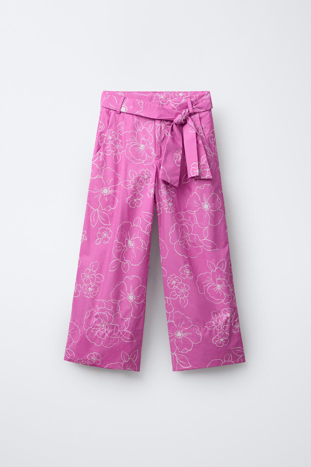 БРЮКИ С ЦВЕТОЧНЫМ ПРИНТОМ И РЕМНЕМ