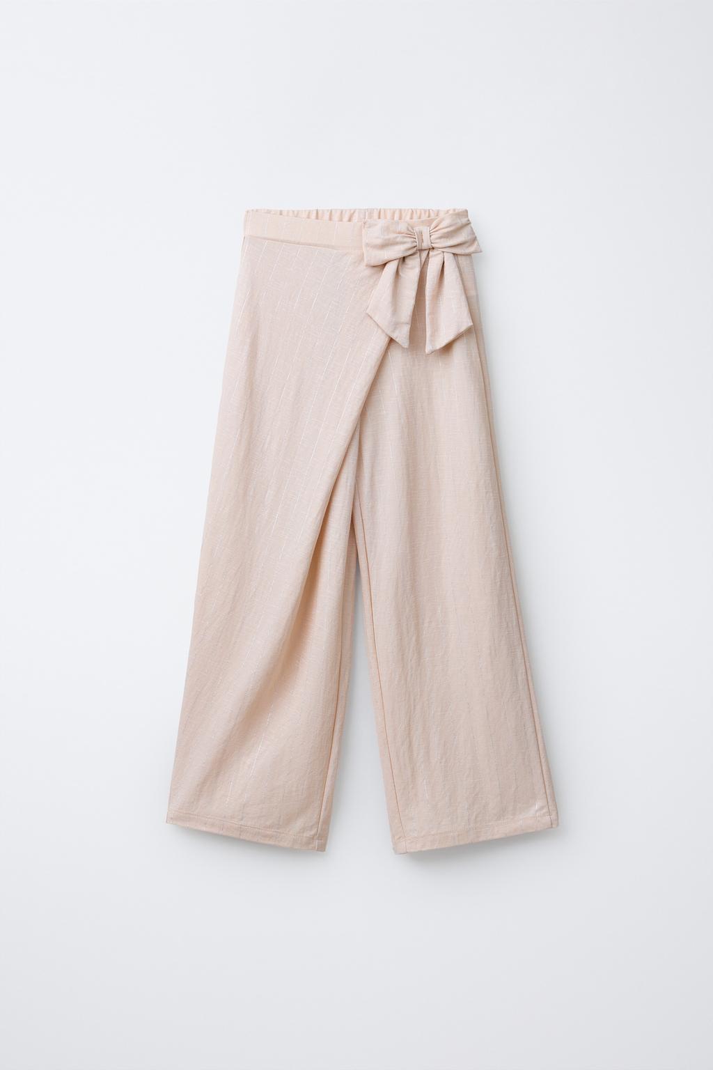 ШИРОКИЕ БРЮКИ В ПОЛОСКУ С БЛЕСТКАМИ И БАНТОМ