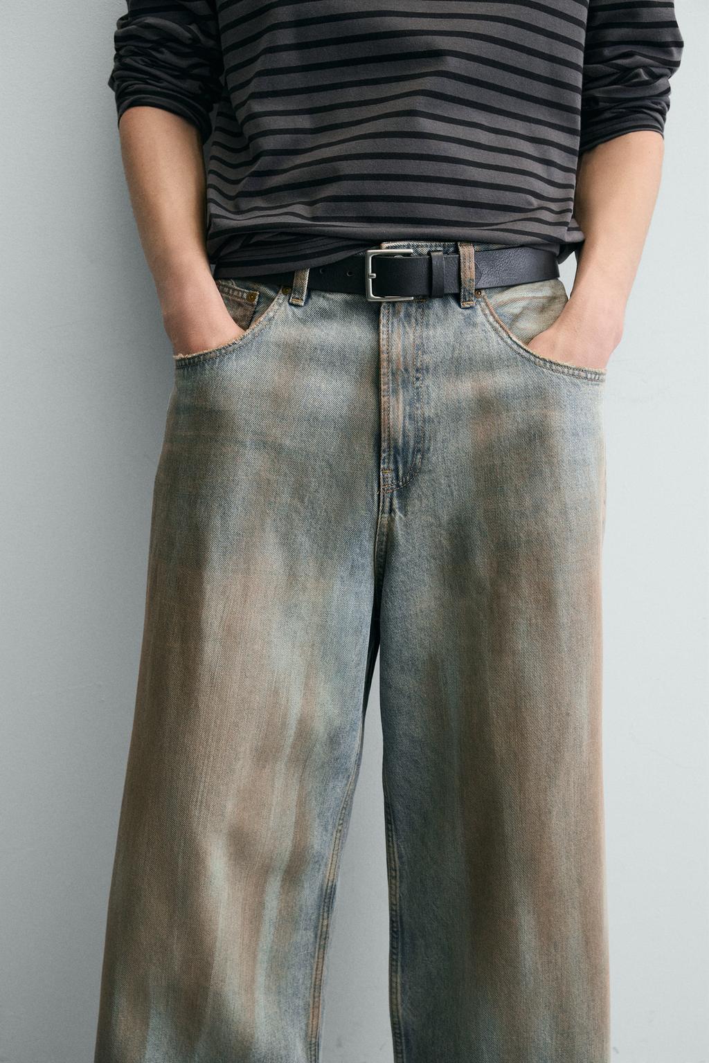 ДЖИНСЫ BAGGY FIT С ЭФФЕКТОМ ВИНТАЖНОЙ ПОТЕРТОСТИ