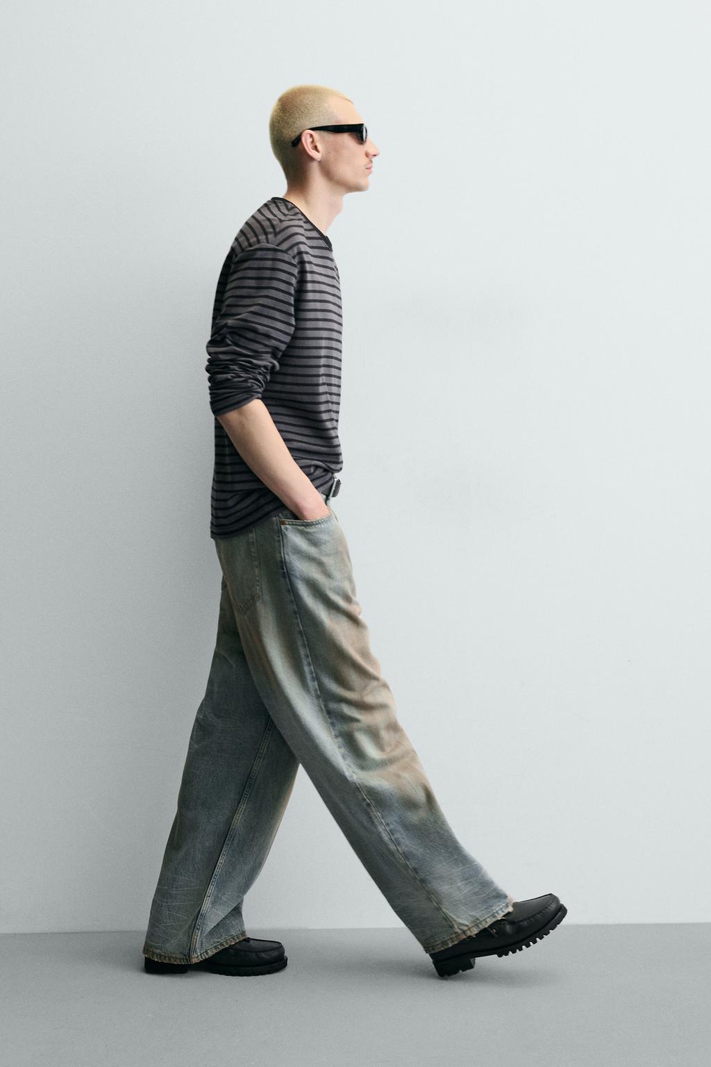 ДЖИНСЫ BAGGY FIT С ЭФФЕКТОМ ВИНТАЖНОЙ ПОТЕРТОСТИ