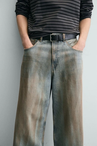 Джинсы Baggy Fit с эффектом винтажной потертости- Заказать в России