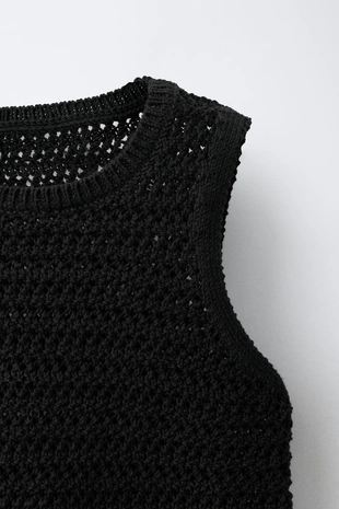 Ажурный трикотажный топ с бахромой- Заказать в России