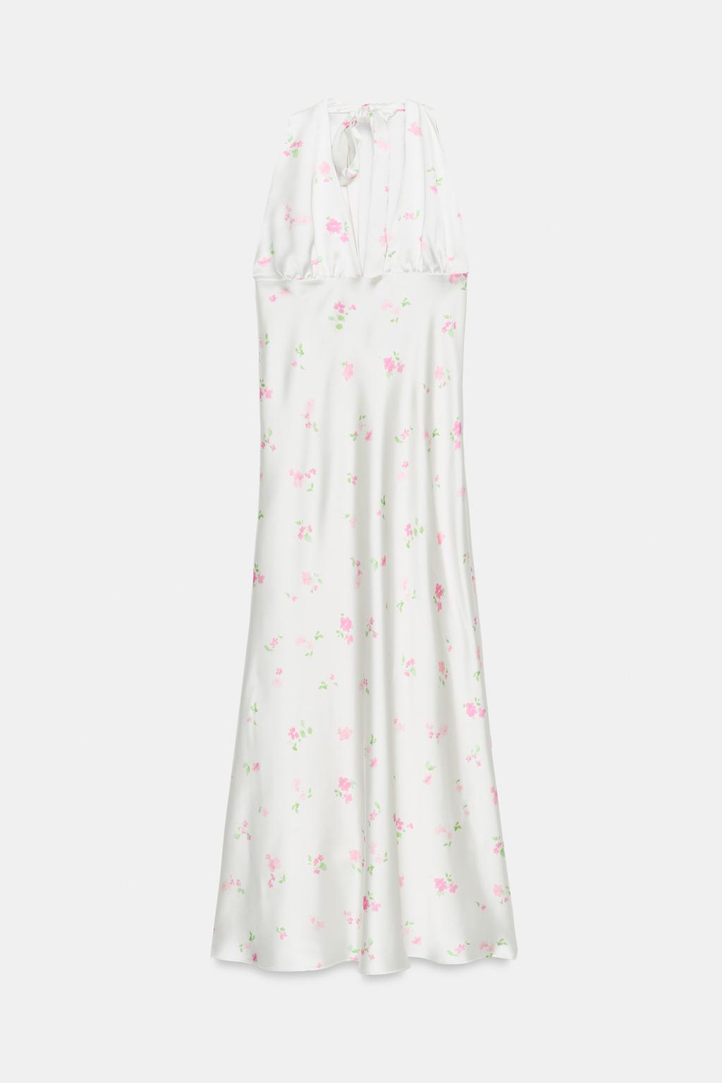 АТЛАСНОЕ ПЛАТЬЕ МИДИ С ЦВЕТОЧНЫМ ПРИНТОМ