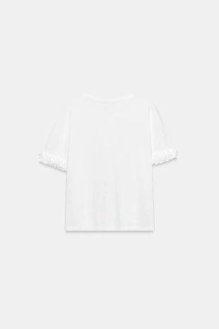 Футболка с воланами на рукавах- Заказать в России