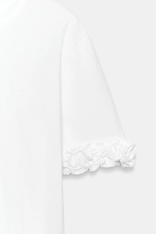 Футболка с воланами на рукавах- Заказать в России