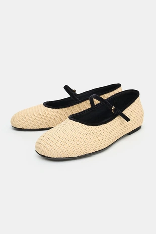 Балетки с плетеным верхом и контрастной отделкой- Заказать в России