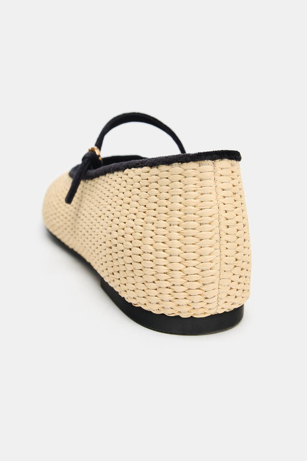 БАЛЕТКИ С ПЛЕТЕНЫМ ВЕРХОМ И КОНТРАСТНОЙ ОТДЕЛКОЙ