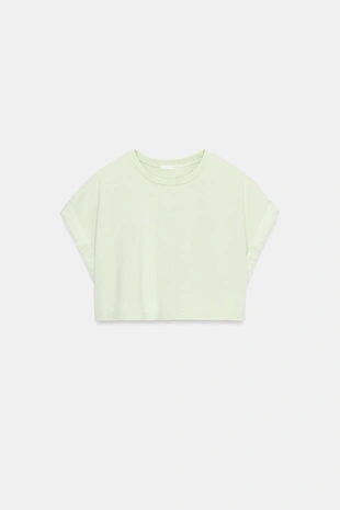 Укороченная комбинированная футболка- Заказать в России