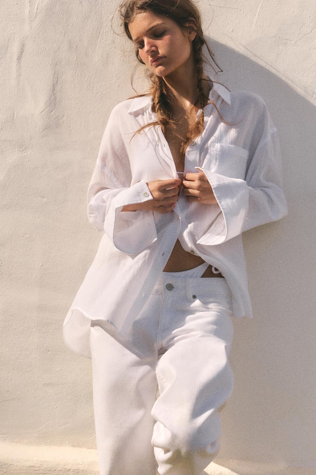 РУБАШКА ОВЕРСАЙЗ ИЗ ГАЗА С КАРМАНОМ