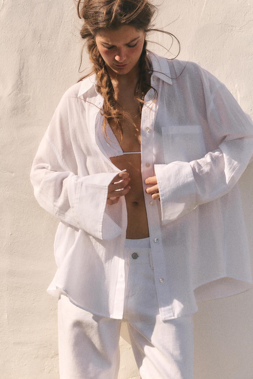 РУБАШКА ОВЕРСАЙЗ ИЗ ГАЗА С КАРМАНОМ