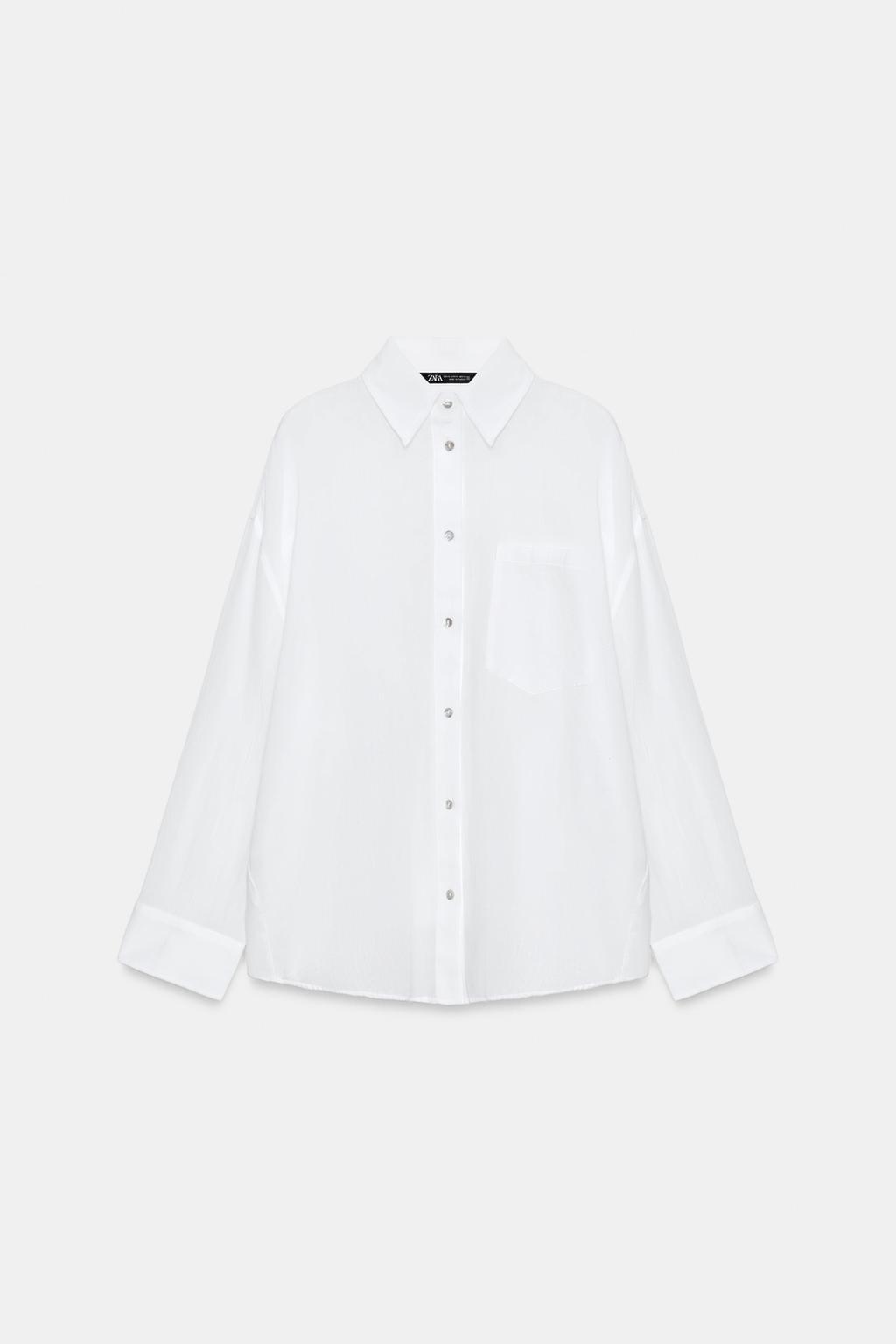 РУБАШКА ОВЕРСАЙЗ ИЗ ГАЗА С КАРМАНОМ