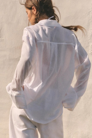 Рубашка оверсайз из газа с карманом- Заказать в России