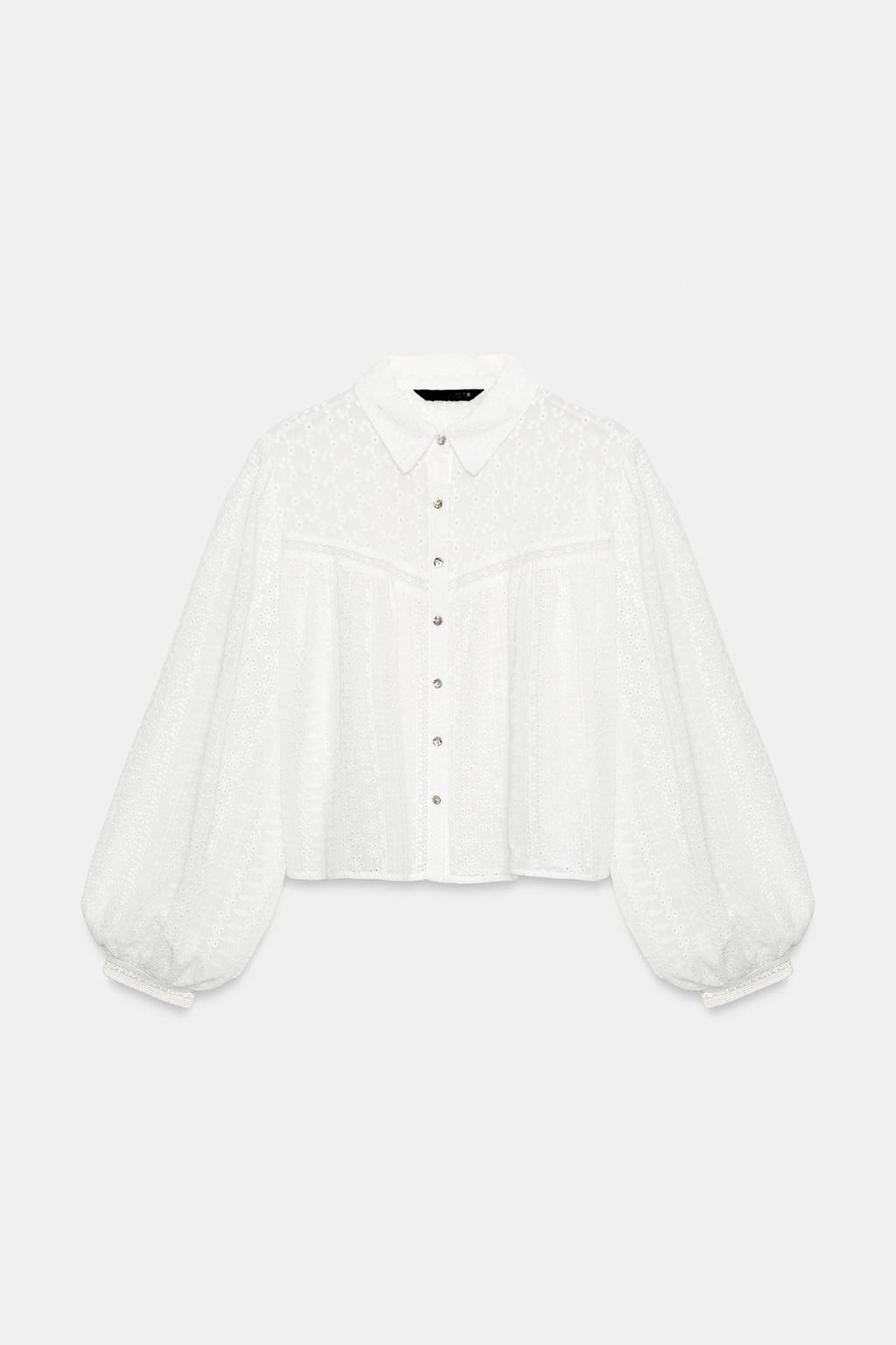 КОРОТКАЯ БЛУЗА С АЖУРНОЙ ВЫШИВКОЙ