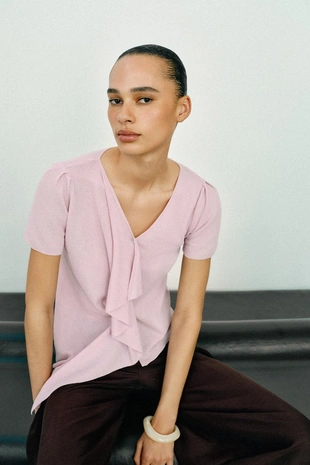 Трикотажный топ с воланами- Заказать в России