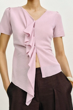 Трикотажный топ с воланами- Заказать в России