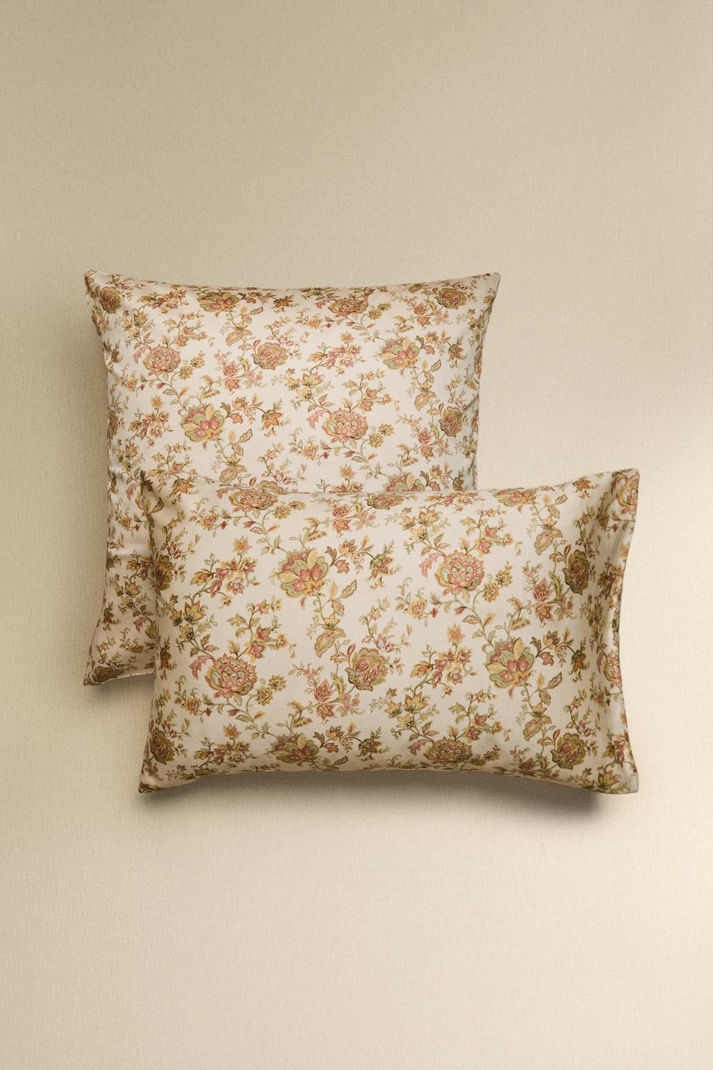 Наволочка с цветочным принтом из хлопка сатин