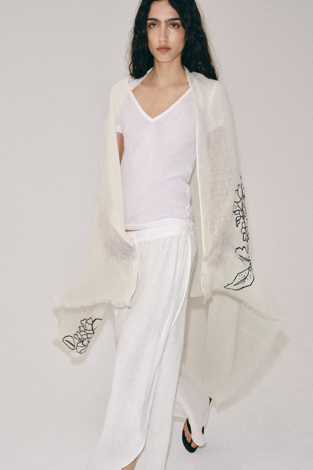 ПЛАТОК ИЗ ЛЬНА С ВЫШИВКОЙ