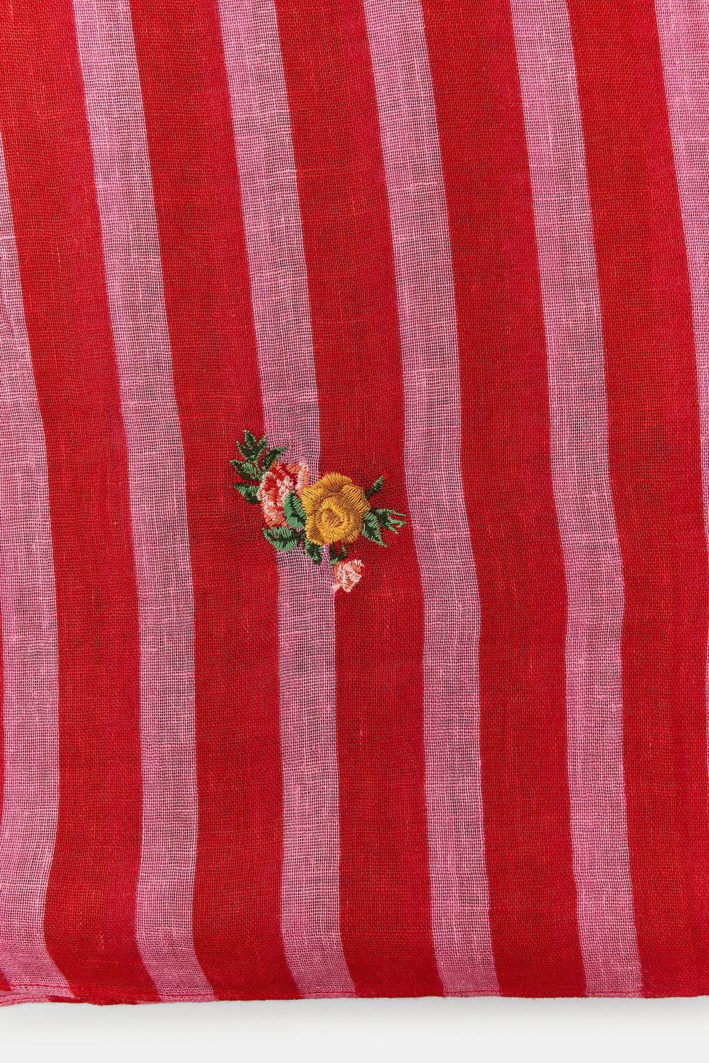 ШАРФ ИЗ ЛЬНА С ВЫШИВКОЙ В ПОЛОСКУ