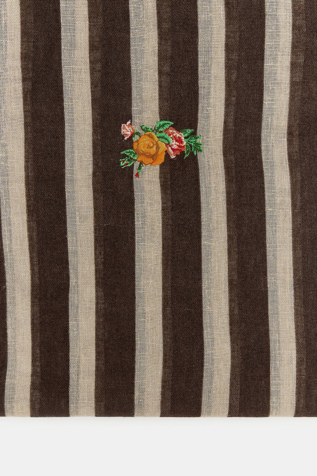 ШАРФ ИЗ ЛЬНА С ВЫШИВКОЙ В ПОЛОСКУ