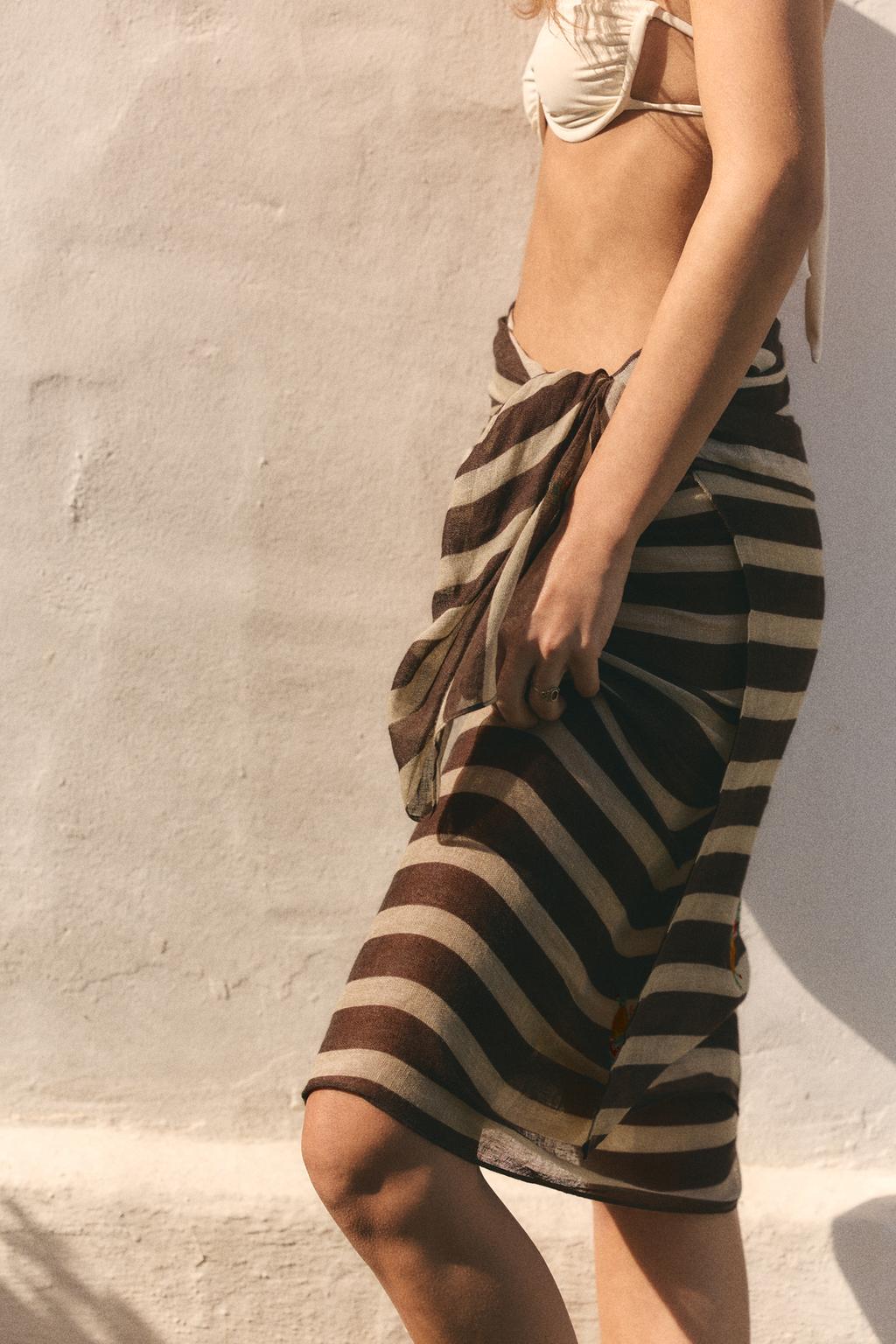 ШАРФ ИЗ ЛЬНА С ВЫШИВКОЙ В ПОЛОСКУ