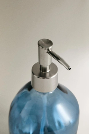 Прозрачный синий стеклянный диспенсер для мыла- Заказать в России