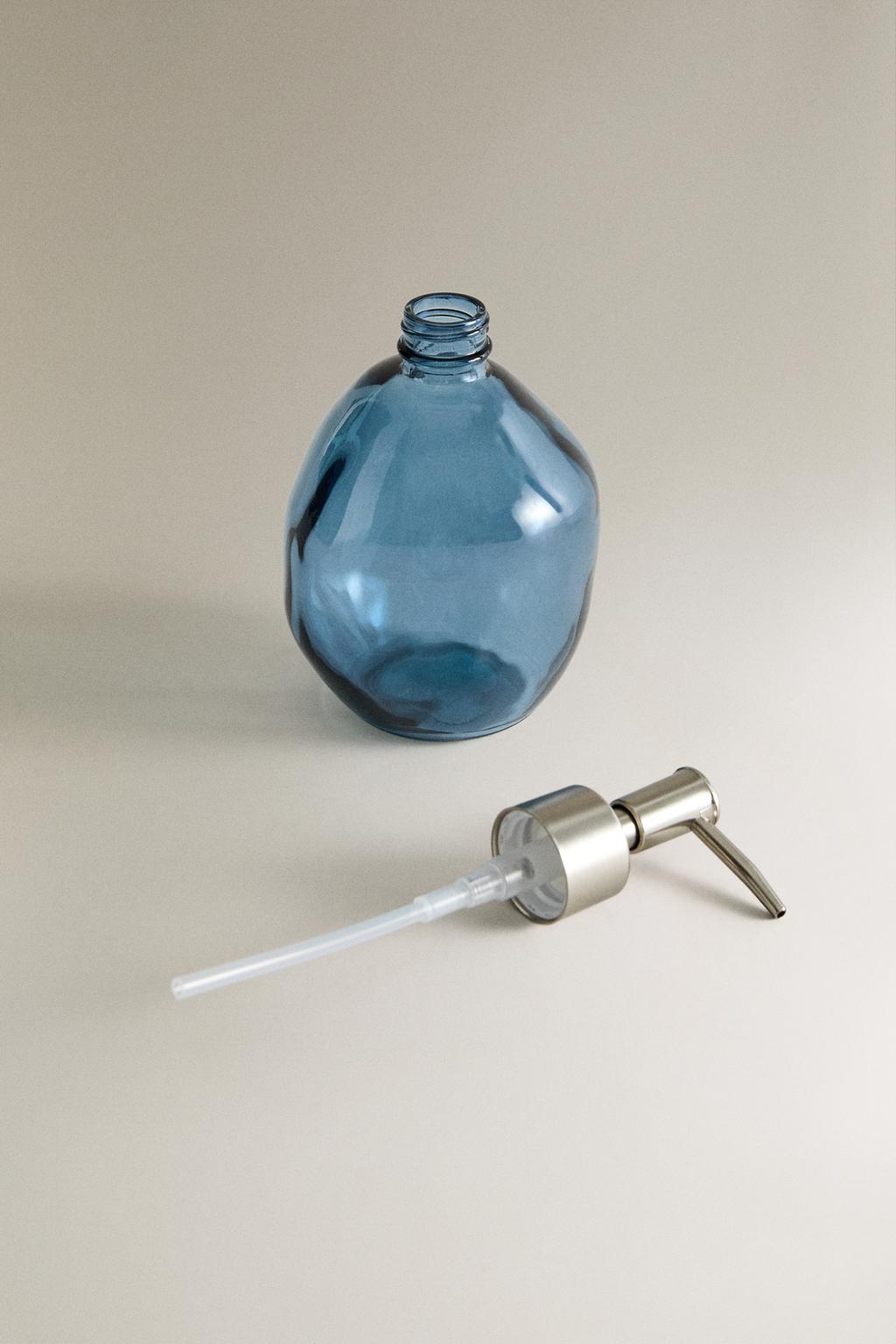 Прозрачный синий стеклянный диспенсер для мыла