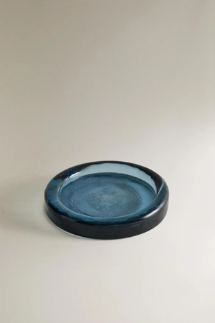 Прозрачная синяя мыльница для ванной из стекла- Заказать в России